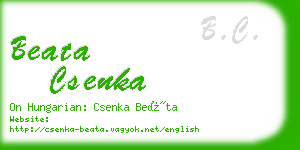 beata csenka business card